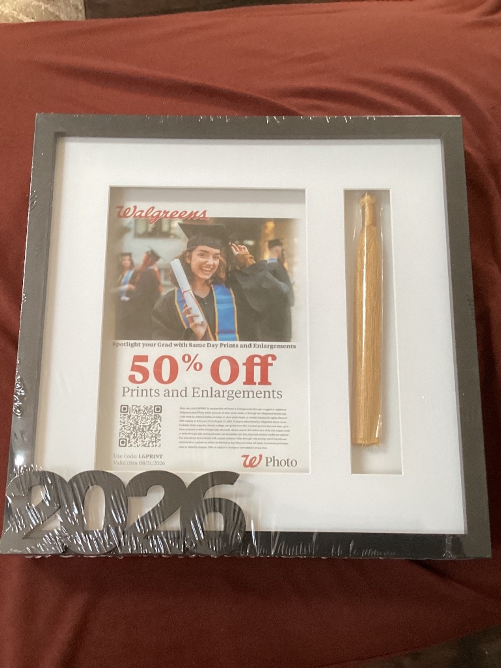 Graduation shadow box frame with a black wood-style finish NEW